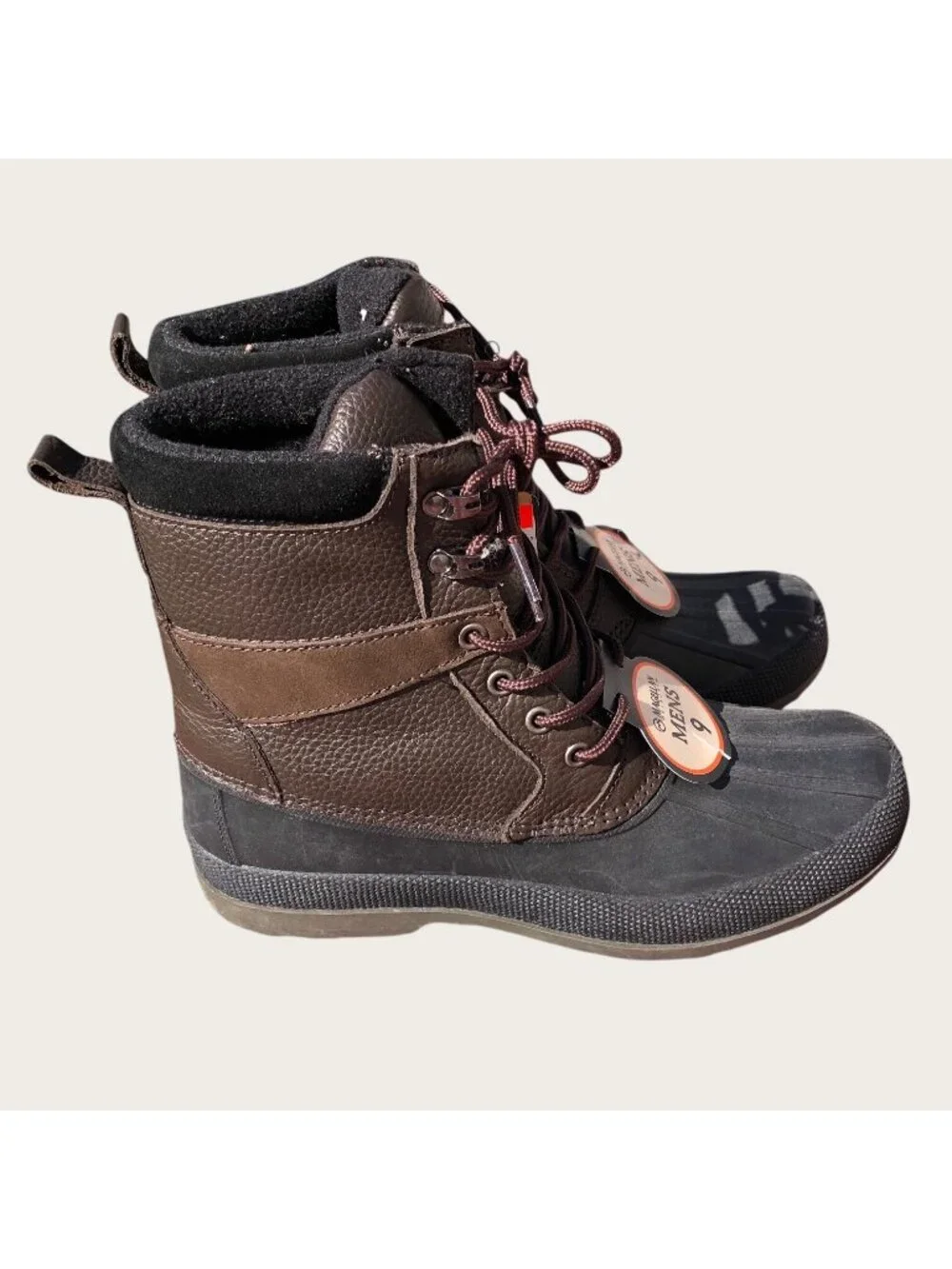 Magellan Men's Duck Boots Size 9D Leather & Man-Made Upper Waterproof New